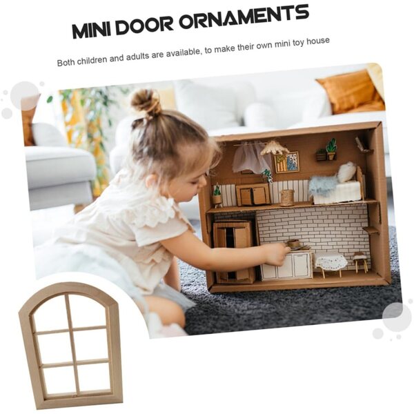 UPKOCH Finestra Miniatura in Legno per Casa delle Bambole, Decorazione DIY 10x7.5 cm