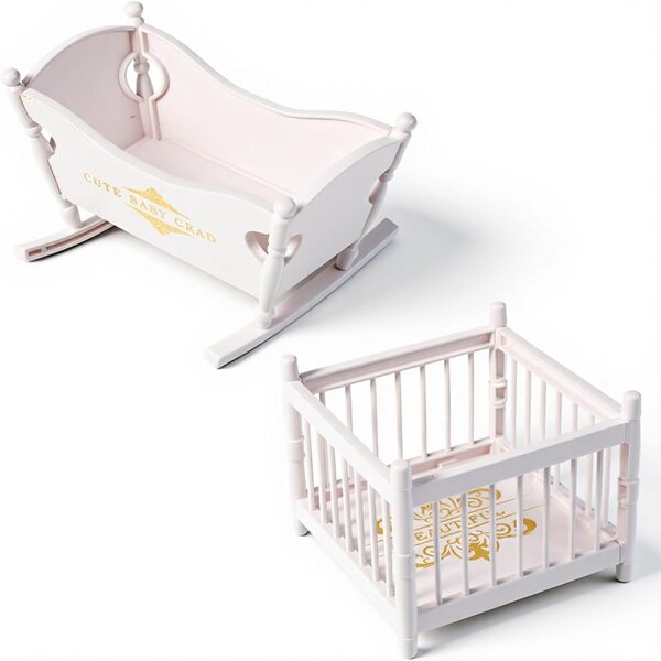 Lot de 2 mini lits pour maisons de poupées en ABS blanc pour marionnettes de 7,6 cm