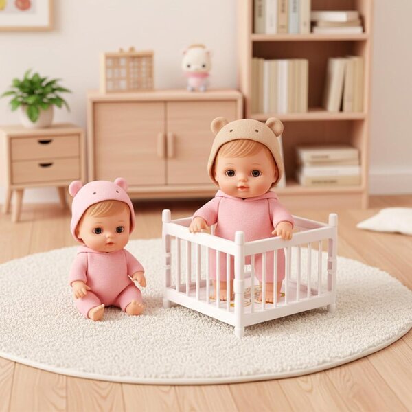 Lot de 2 mini lits pour maisons de poupées en ABS blanc pour marionnettes de 7,6 cm