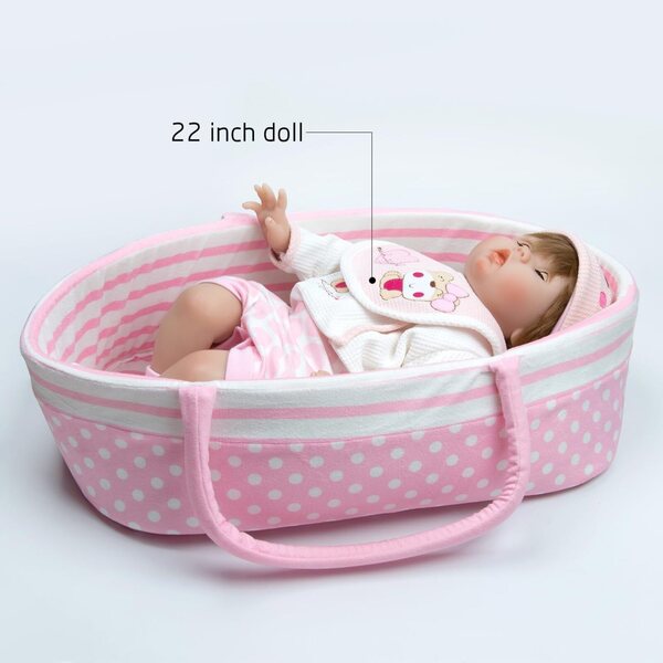 Berceau Pink Soft Babyfere für Puppen 45,7–61 cm mit Griff, leicht zu tragen