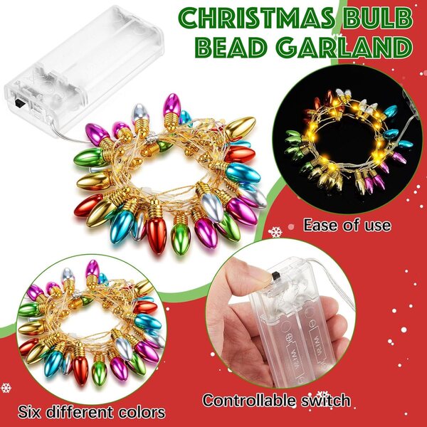 Batteriebetriebene Mini-Weihnachtslichtgirlanden mit einer Länge von 1 m für Puppenhäuser – Set mit 6 farbigen Teilen