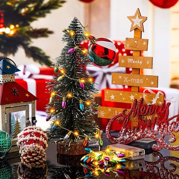 Batteriebetriebene Mini-Weihnachtslichtgirlanden mit einer Länge von 1 m für Puppenhäuser – Set mit 6 farbigen Teilen