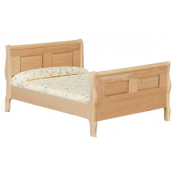 Letto doppio in legno chiaro per casa delle bambole Melody Jane scala 1:12