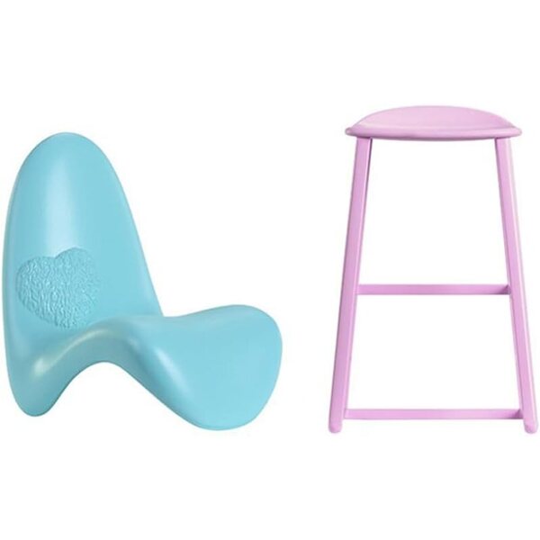 Authentische Barbie Dreamhouse HMX10-Teile – rosafarbener Gaming-Stuhl und Hocker