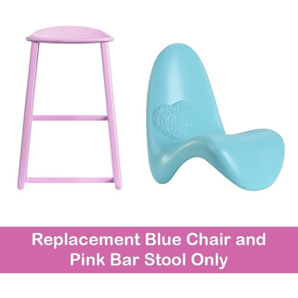 Authentische Barbie Dreamhouse HMX10-Teile – rosafarbener Gaming-Stuhl und Hocker