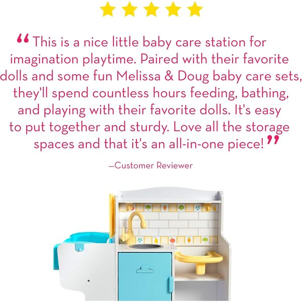 Centro attività per bambole Melissa & Doug Mine to Love con cucina, bagno e cameretta