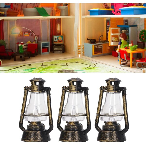 1/12 1/6 Puppenhaus Miniatur-Petroleumlampe mit eingebautem Licht
