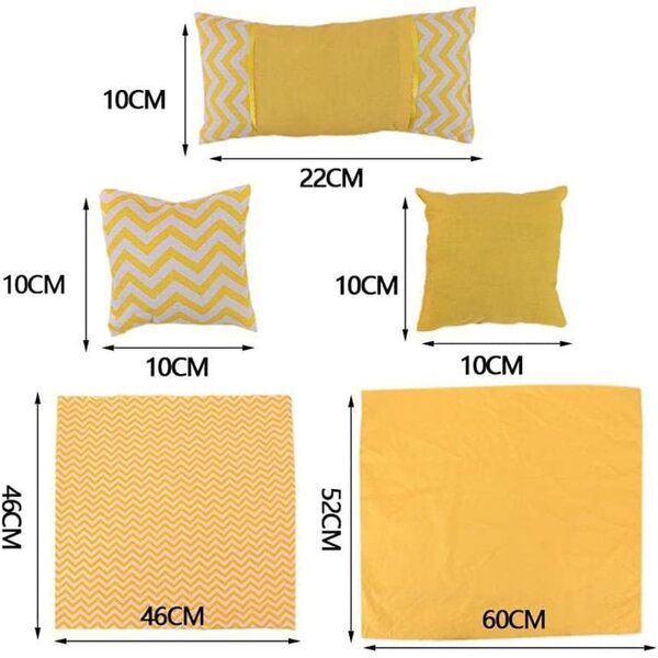 Ensemble Bettwäsche und Bettwäsche für 45-cm-Puppen: 5 Stück Drap-Housse, Couette, Oreiller