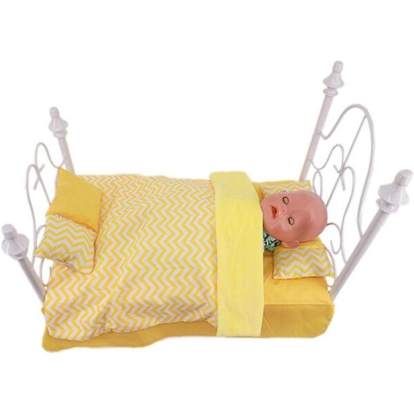 Ensemble Bettwäsche und Bettwäsche für 45-cm-Puppen: 5 Stück Drap-Housse, Couette, Oreiller