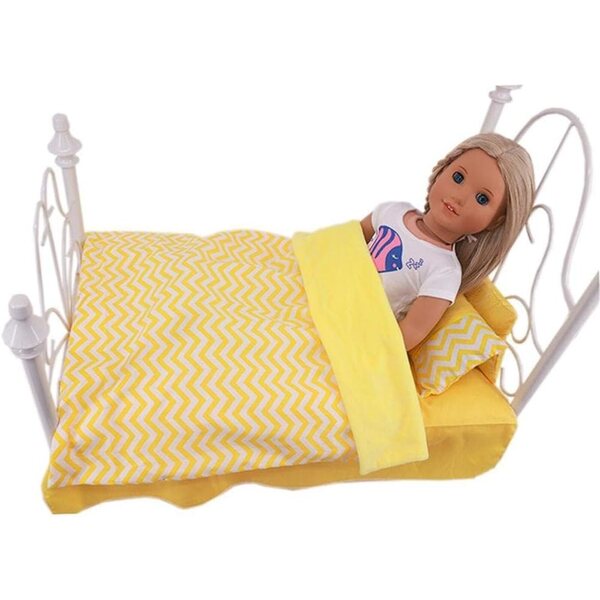 Ensemble Bettwäsche und Bettwäsche für 45-cm-Puppen: 5 Stück Drap-Housse, Couette, Oreiller