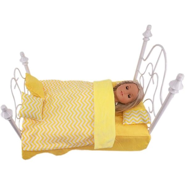 Ensemble Bettwäsche und Bettwäsche für 45-cm-Puppen: 5 Stück Drap-Housse, Couette, Oreiller