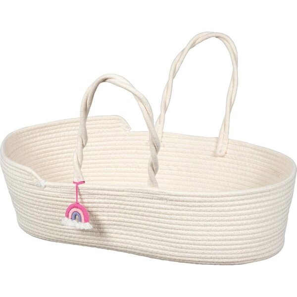 Panier transport Bambolee Goki con rimorchio 51x31x17,5 cm bianco con arcobaleno