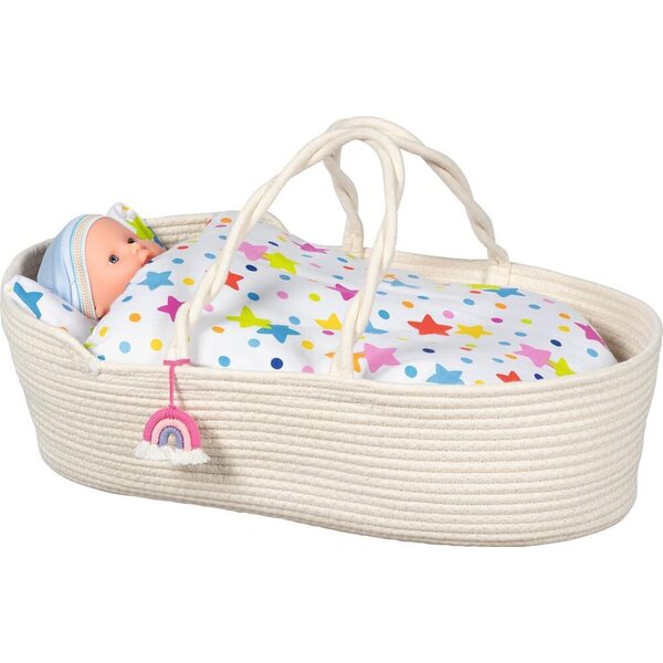 Panier transport Bambolee Goki con rimorchio 51x31x17,5 cm bianco con arcobaleno