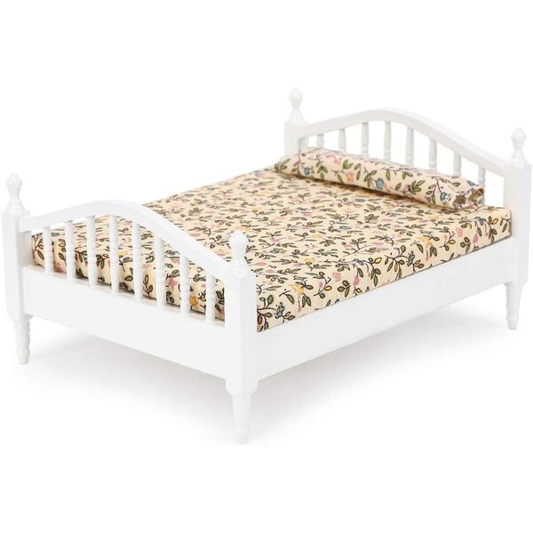 Akozon Letto in Legno 1:12 per Casa delle Bambole, Accessorio Miniatura Realistico