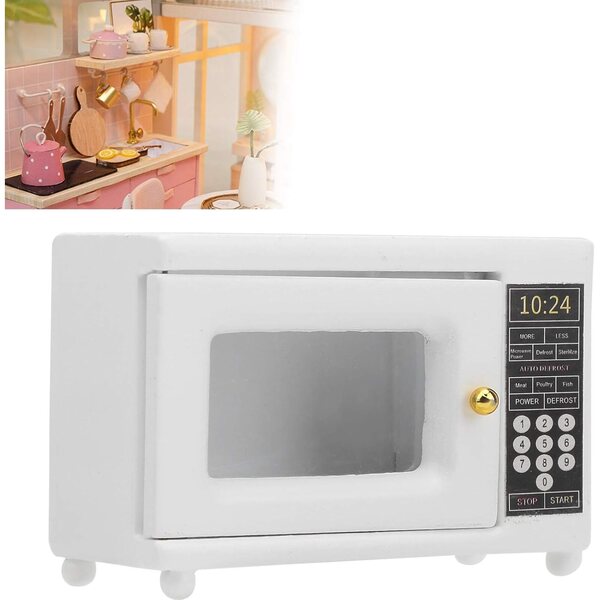 Mini forno microonde in legno per casa delle bambole 1:12 accessorio cucina moderno