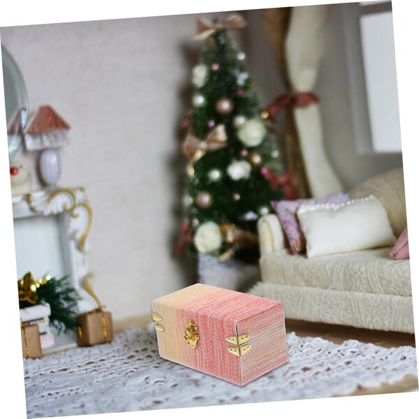 Abaodam Vintage Miniaturkoffer aus rotem Leder für Puppenhaus 6x3x3 cm