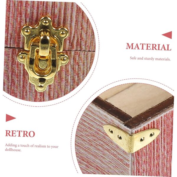Abaodam Vintage Miniaturkoffer aus rotem Leder für Puppenhaus 6x3x3 cm