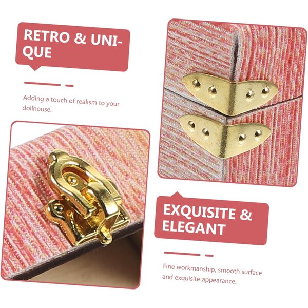 Abaodam Vintage Miniaturkoffer aus rotem Leder für Puppenhaus 6x3x3 cm