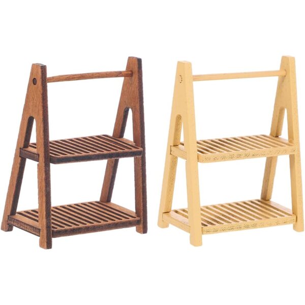 Lot de 2 Mini Étagères en Bois pour Maisons de Poupées - Elégantes et Résistantes
