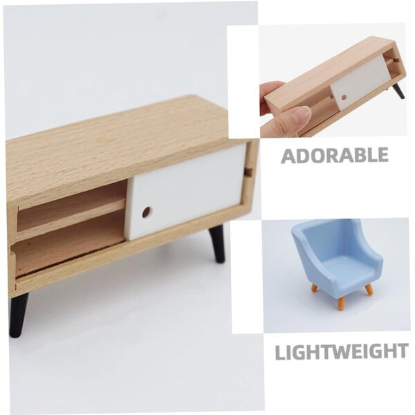 VICASKY Mini-Möbelset: Sofas, Lampe, TV-Schrank für Puppenhaus