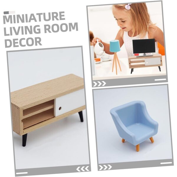 VICASKY Mini-Möbelset: Sofas, Lampe, TV-Schrank für Puppenhaus
