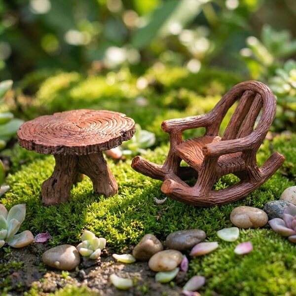 Mini runder Couchtisch aus Kunstharz für Puppenhaus, langlebig und dekorativ