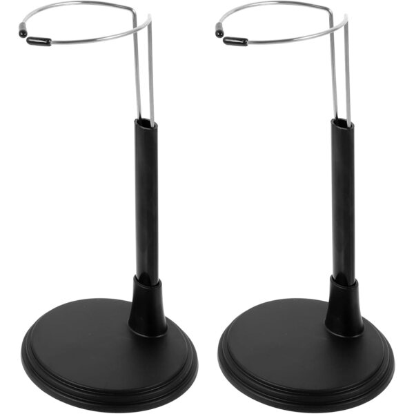 Supporto per bambole regolabile e stabile in PVC nero, base antiscivolo, set da 2
