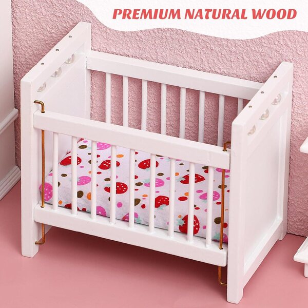 UPKOCH Mini Berceau Decorativo Bianco per Casa delle Bambole e Giochi Miniatura