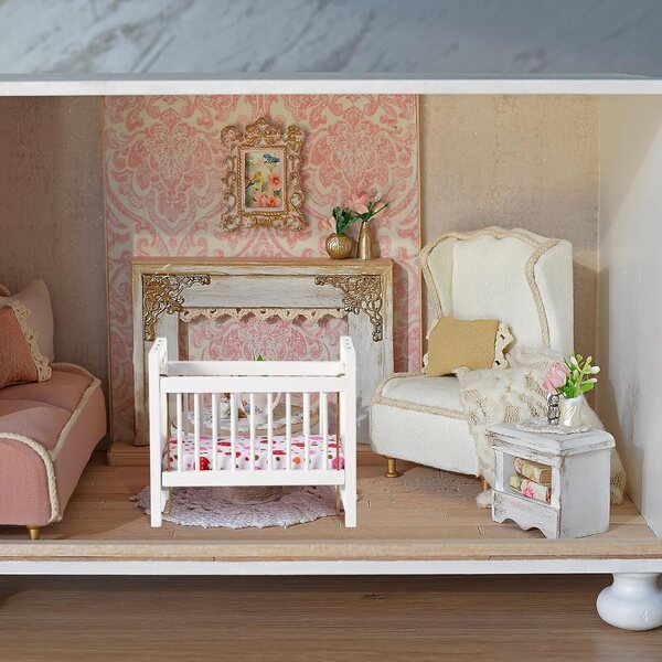 UPKOCH Mini Berceau Decorativo Bianco per Casa delle Bambole e Giochi Miniatura