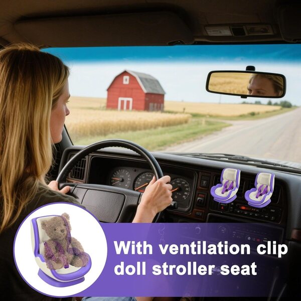 Sedile Auto per Bambola con Clip Ventilazione e Design Magnetico Decorativo