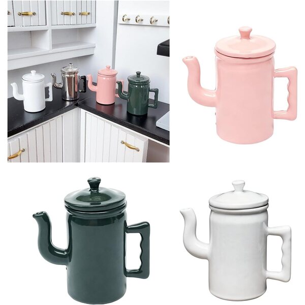 Macchina da caffè vintage in metallo scala 1/12 con coperchio incernierato per case delle bambole