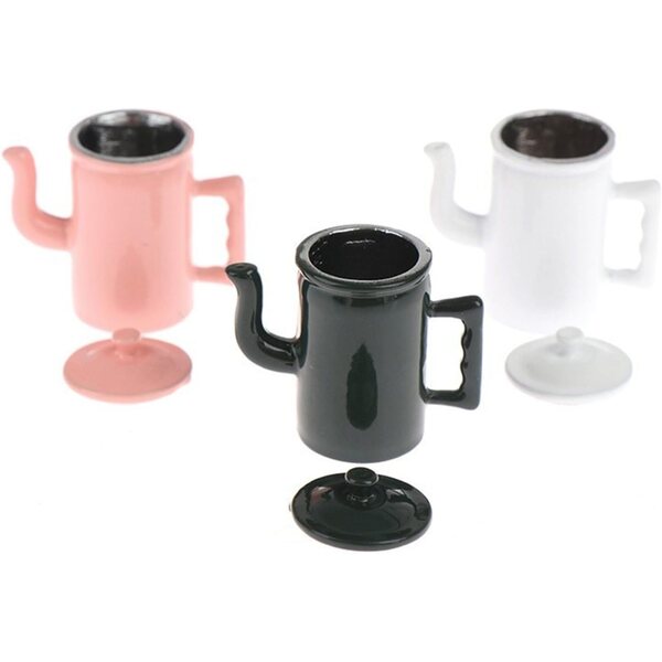 Macchina da caffè vintage in metallo scala 1/12 con coperchio incernierato per case delle bambole