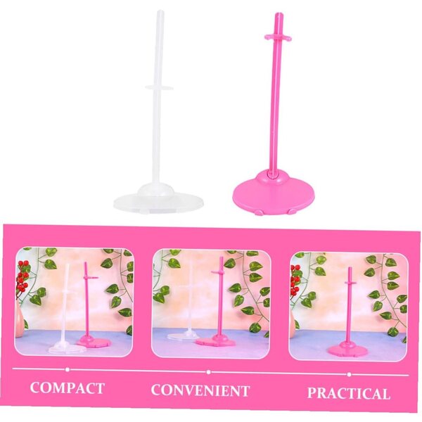 Support per Bambole 6 Pezzi Trasparente e Rosa Robusto per Esposizione Figurine