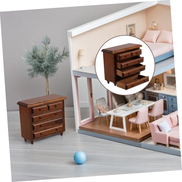 Vintage Mini-Kommode aus Massivholz mit funktionierenden Schubladen für das Puppenhaus