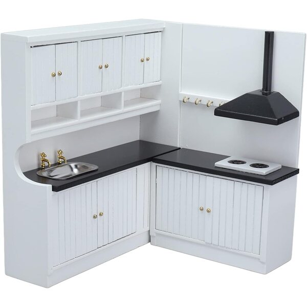 Taidda Miniaturküche für Holzpuppen 1:12 – tragbares weißes Design