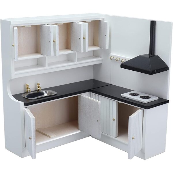 Taidda Miniaturküche für Holzpuppen 1:12 – tragbares weißes Design