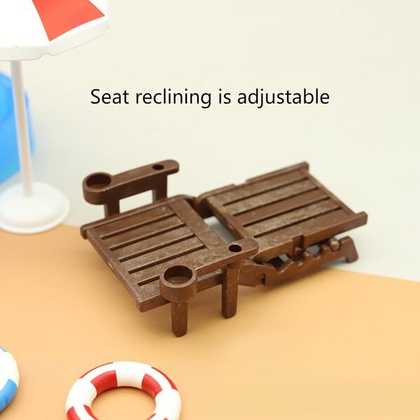 Miniatur-Strandset mit Stuhl, Sonnenschirm und Zubehör für Spiele und Sammlungen 1:12