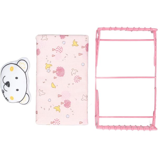 1:12 Puppenhaus-Metallbett mit realistischen dekorativen Accessoires