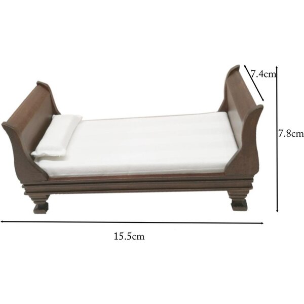 Letto Miniatura 1:12 in Legno per Casa delle Bambole Vintage DuskHaven