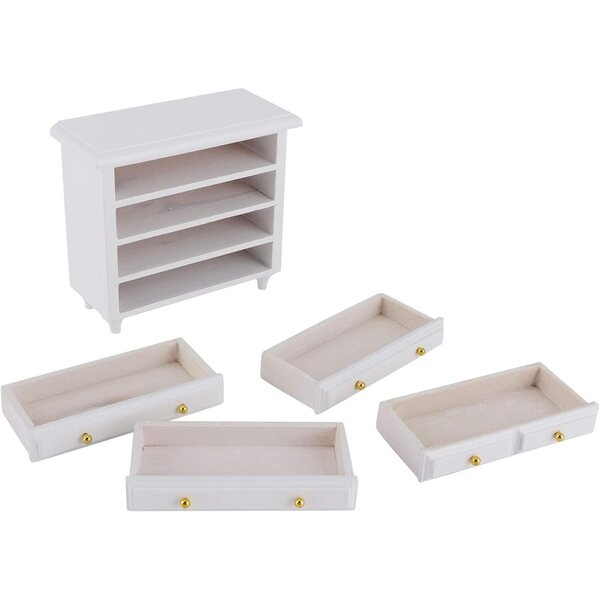 1:12 Miniaturschrank aus weißem Holz für Puppenhaus – dekoratives Accessoire