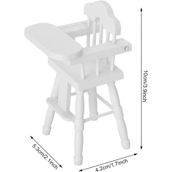Hochstuhl aus Holz für Puppenhaus im Maßstab 1:12, langlebiges und sicheres Zubehör