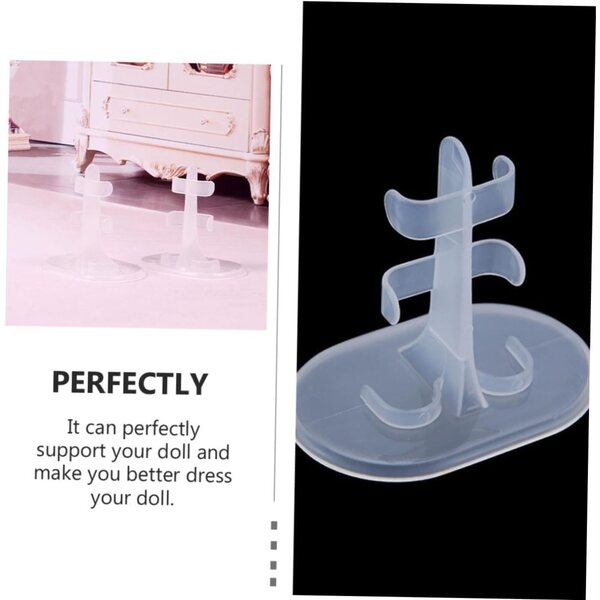 Vaguelly transparente PVC-Halterung für Puppen mit stabiler Basis – 8 x 7,5 cm