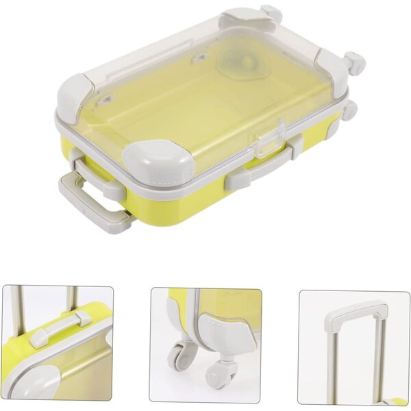 Beaupretty Mini Valigia Gialla in Plastica con Ruote per Casa delle Bambole, Solida e Pratica