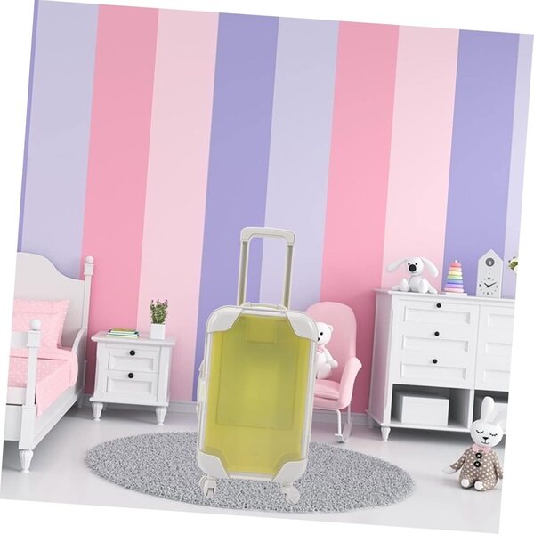 Beaupretty Mini Valigia Gialla in Plastica con Ruote per Casa delle Bambole, Solida e Pratica