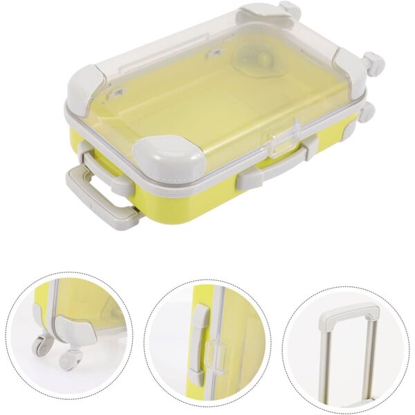 Beaupretty Mini Valigia Gialla in Plastica con Ruote per Casa delle Bambole, Solida e Pratica