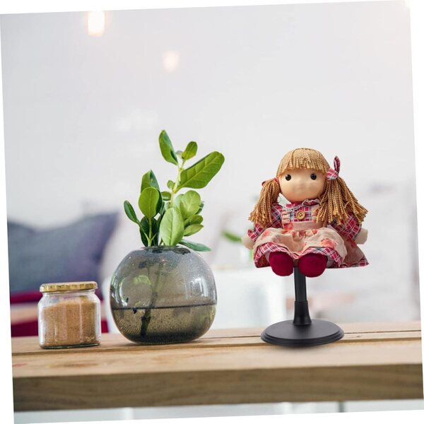 Set 2 supporti porta-pupazzi neri 35 cm, base stabile per esposizione e raccolta