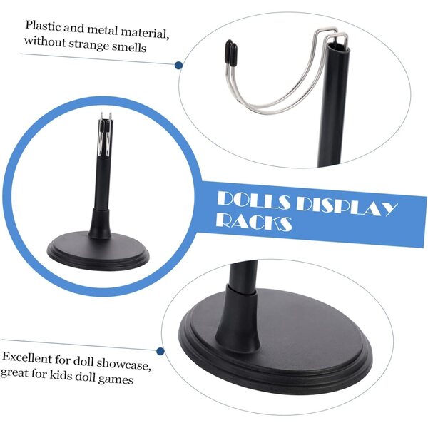Set 2 supporti porta-pupazzi neri 35 cm, base stabile per esposizione e raccolta