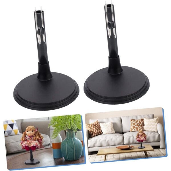 Set 2 supporti porta-pupazzi neri 35 cm, base stabile per esposizione e raccolta