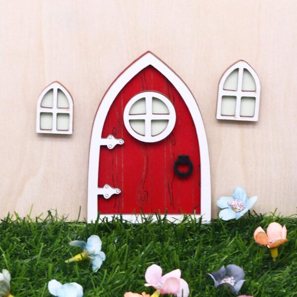 Decorazioni Miniature POPETPOP: Porte e Finestre Fatate in Legno con LED per Giardino