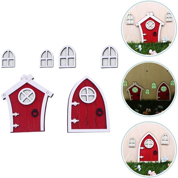Decorazioni Miniature POPETPOP: Porte e Finestre Fatate in Legno con LED per Giardino